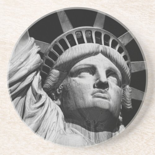 Close_up Black White Statue of Liberty New York Drink Coaster