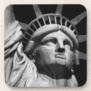 Close-up Black White Statue of Liberty New York Drink Coaster