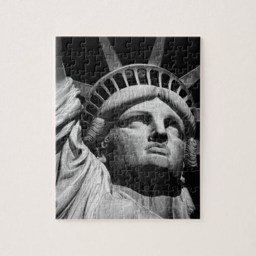 Close_up Black White Statue of Liberty New York Jigsaw Puzzle
