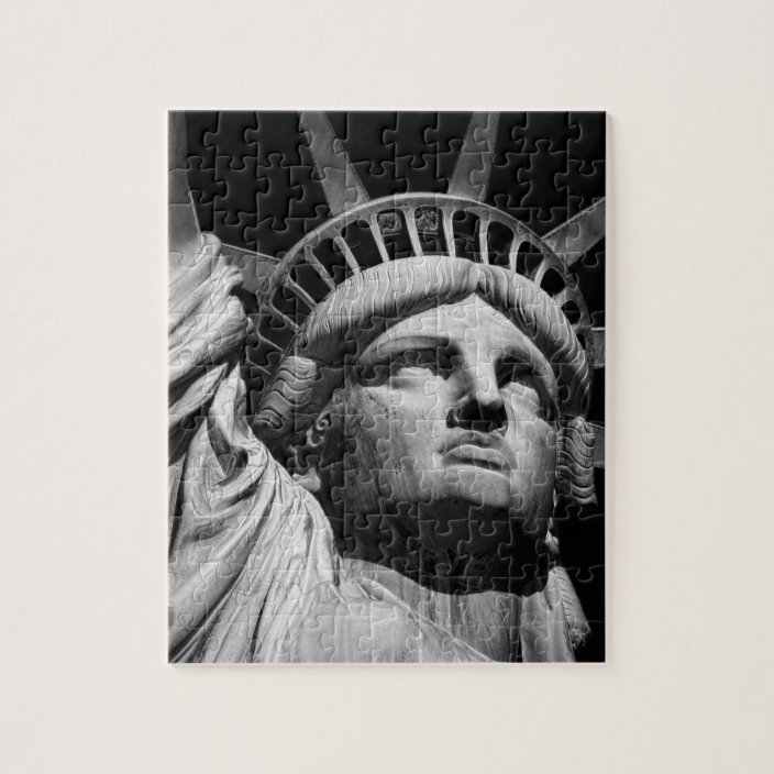 Close Up Black White Statue Of Liberty New York Jigsaw Puzzle