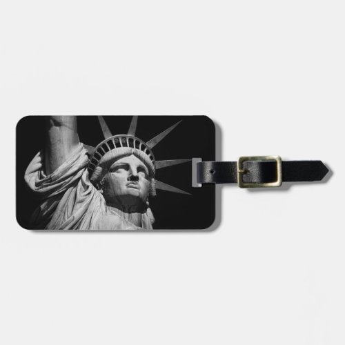 Close_up Black White Statue of Liberty New York Luggage Tag