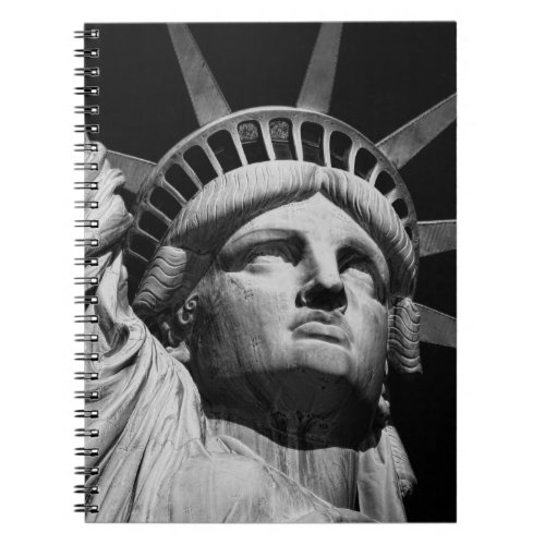Close_up Black White Statue of Liberty New York Notebook