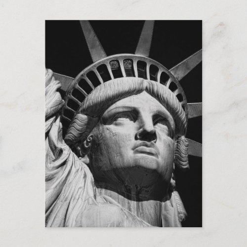 Close_up Black White Statue of Liberty New York Postcard