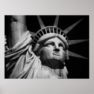 Close-up Black & White Statue of Liberty New York Poster