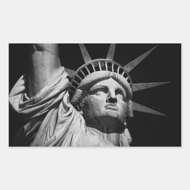 Close-up Black White Statue of Liberty New York Rectangular Sticker (Front)