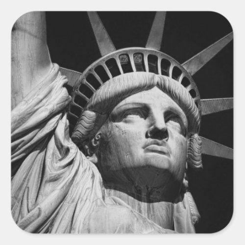 Close_up Black White Statue of Liberty New York Square Sticker