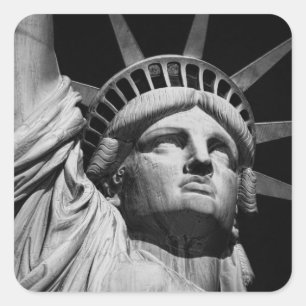 Close-up Black White Statue of Liberty New York Square Sticker