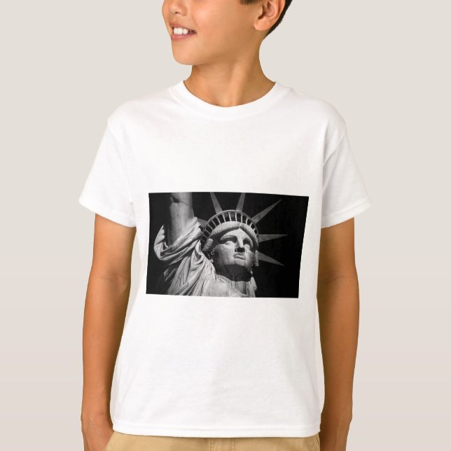 Close-up Black White Statue of Liberty New York T-Shirt (Front)
