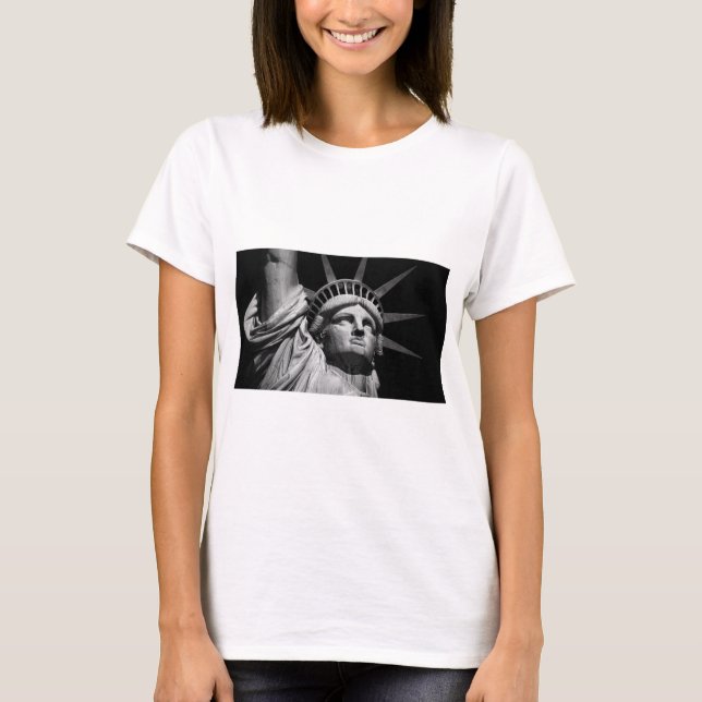 Close-up Black White Statue of Liberty New York T-Shirt (Front)