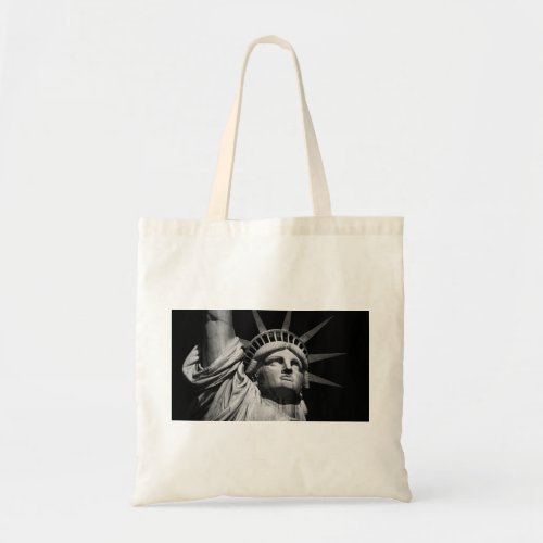 Close_up Black White Statue of Liberty New York Tote Bag