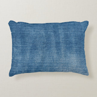 Close-up blue denim jeans texture accent pillow