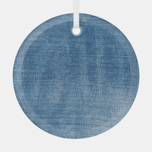 Close-up blue denim jeans texture glass ornament