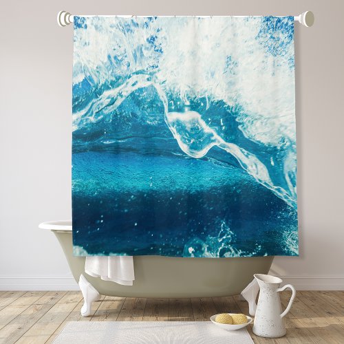 Close_up Blue Water Waves Shower Curtain
