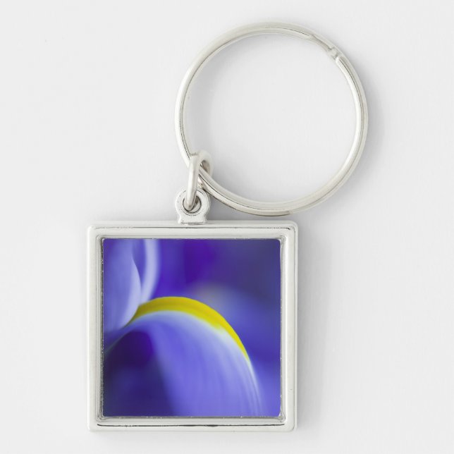 Close-up detail of a Blue Flag iris. Keychain (Front)