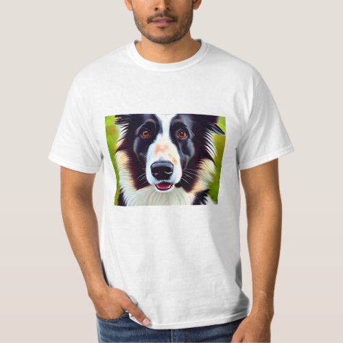 Close Up Dog Portrait Cute Border Collie T_Shirt
