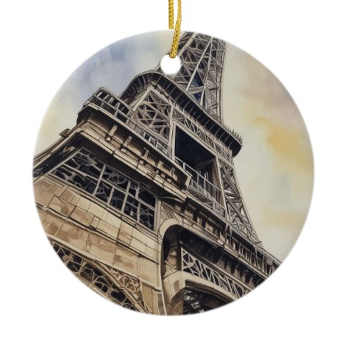 Close-up Eiffel Tower Paris Love City Travel Ceramic Ornament