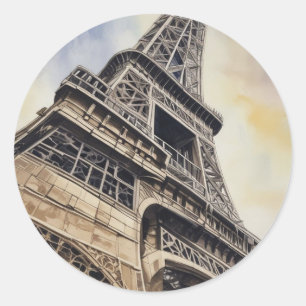 Close-up Eiffel Tower Paris Love City Travel Classic Round Sticker
