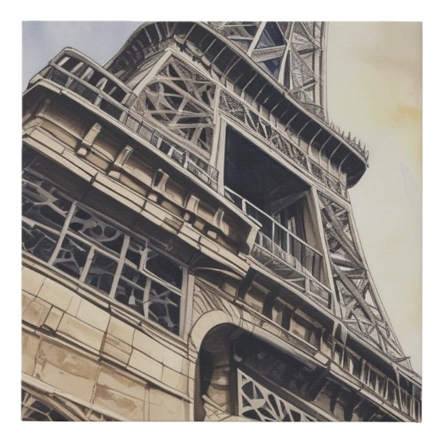 Close-up Eiffel Tower Paris Love City Travel Faux Canvas Print (Front)
