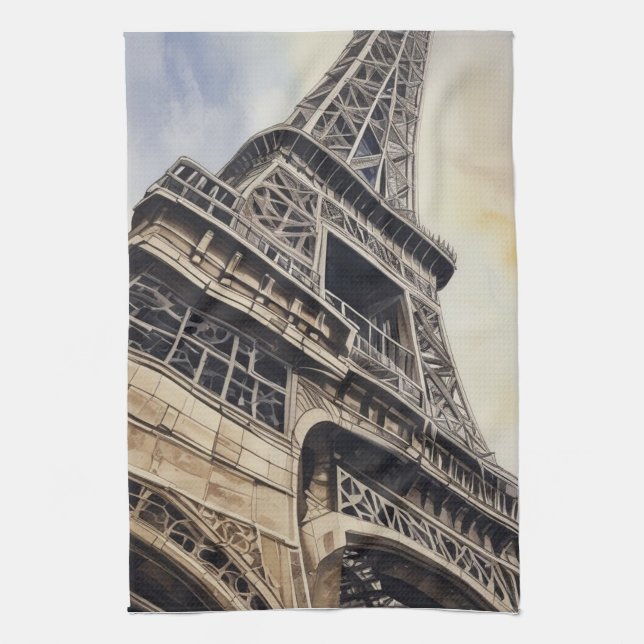Close-up Eiffel Tower Paris Love City Travel Kitchen Towel (Vertical)