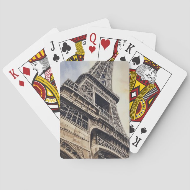 Close-up Eiffel Tower Paris Love City Travel Poker Cards (Back)