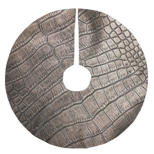 Close-Up Elegant Leather: Textured Pattern Brushed Polyester Tree Skirt