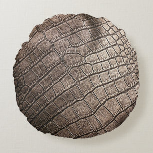 Close-Up Elegant Leather: Textured Pattern Round Pillow
