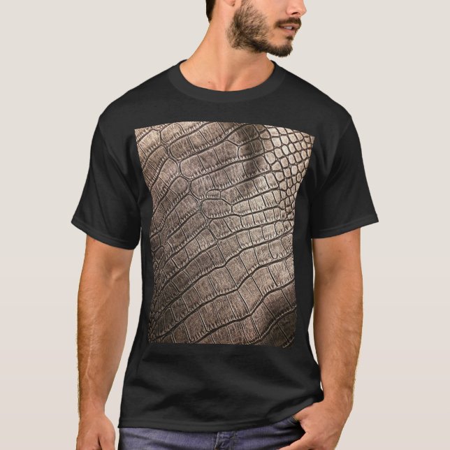 Close-Up Elegant Leather: Textured Pattern T-Shirt (Front)
