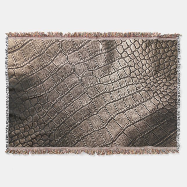 Close-Up Elegant Leather: Textured Pattern Throw Blanket (Front)
