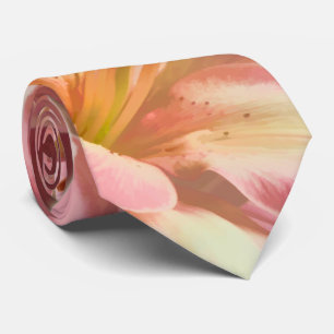 Close-up Floral Photography Pink Easter Lily Neck Tie