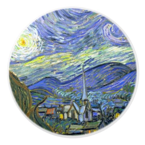 Close_up from Starry Night by Vincent Van Gogh Ceramic Knob