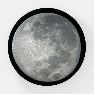 Close-Up Full Moon in the Night Sky. Photography Paperweight