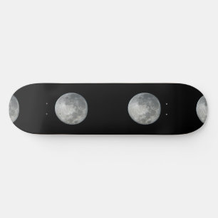 Close-Up Full Moon in the Night Sky. Photography Skateboard