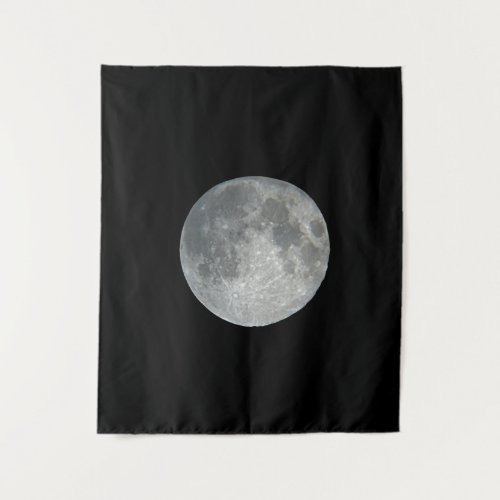 Close-Up Full Moon in the Night Sky. Photography Tapestry