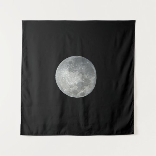 Close-Up Full Moon in the Night Sky. Photography Tapestry