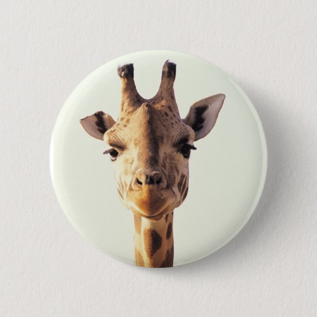 Close-Up Giraffe Pinback Button (Front)