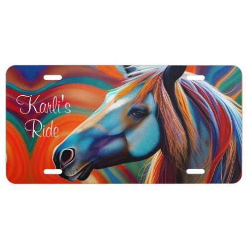 Close up Horse head License Plate