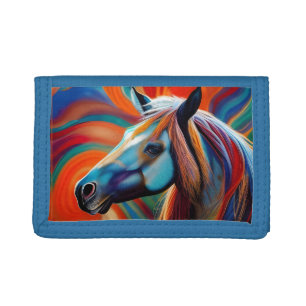 Close up Horse head Tri-fold Wallet