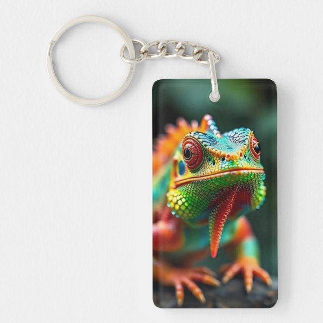 Close-up iguana portrait keychain (Front)