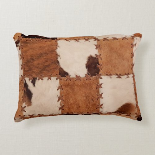 Close up leather patchwork textured background accent pillow