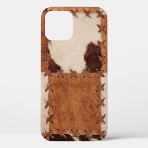 Close up leather patchwork textured background iPhone 12 case
