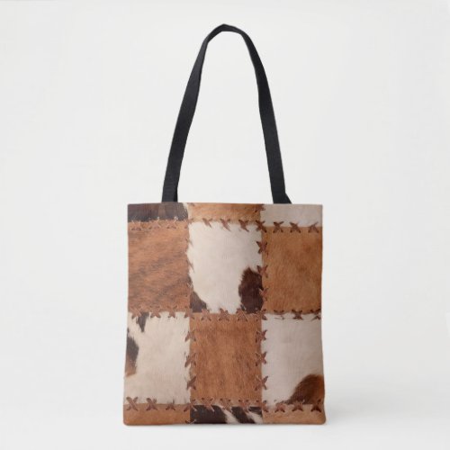 Close up leather patchwork textured background tote bag
