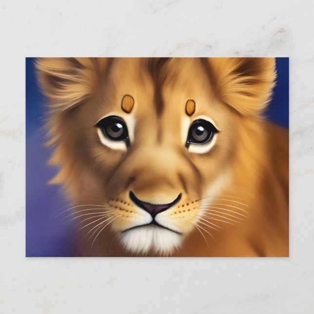 Close up of a baby lion's face postcard (Front)