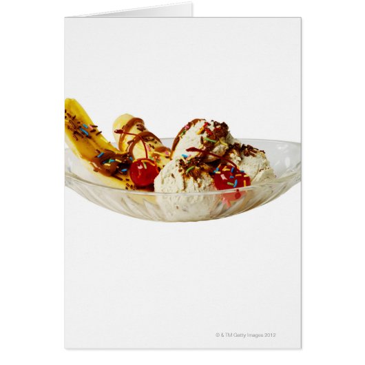 Close-up of a banana split cards (Front)
