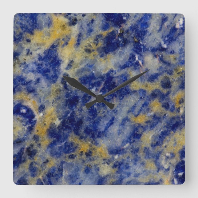 Close up of a Blue Sodalite Square Wall Clock (Front)