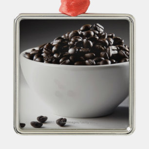 Close-up of a bowl full of coffee beans metal ornament