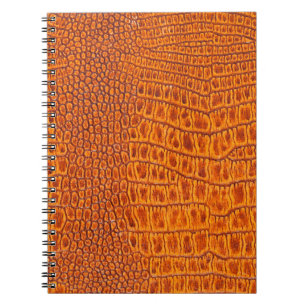 Close up of a brown reptile vintage leather textur notebook