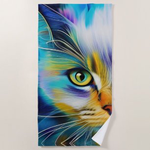 Close up of a Colorful Siamese Kitten Beach Towel