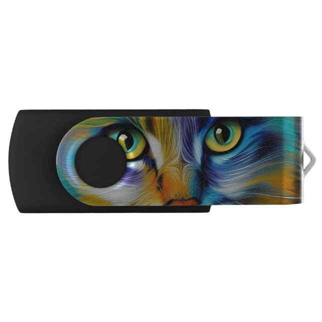 Close up of a Colorful Siamese Kitten Flash Drive (Front)
