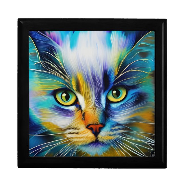 Close up of a Colorful Siamese Kitten Gift Box (Front)