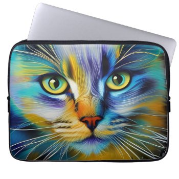 Close Up Of A Colorful Siamese Kitten Laptop Sleeve by minx267 at Zazzle